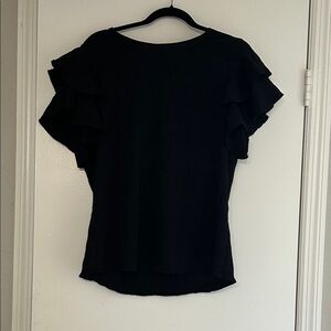 Black Ruffle Sleeve Top
